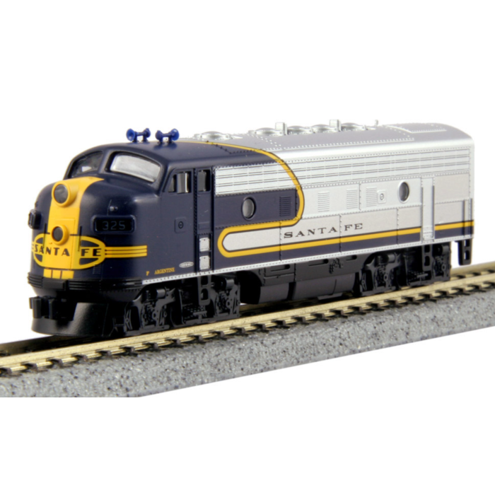 Kato 106-0051, N Scale EMD F7 Freight Starter Set, Includes Santa Fe ATSF Bluebonnet Locomotive, 3 Freight Cars, a Caboose, Unitrack Oval & Power Pack