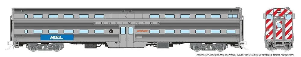 HO Gallery Commuter Car: Metra - Burlington: Set #2 (Cab: 801 Coaches: 762, 780)