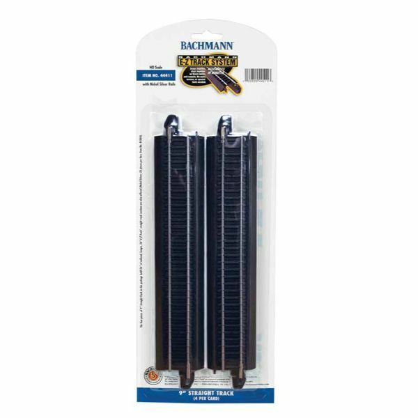 Bachmann 44411 EZ Track Straight Track w/Steel Rail & Black Roadbed  4pcs HO