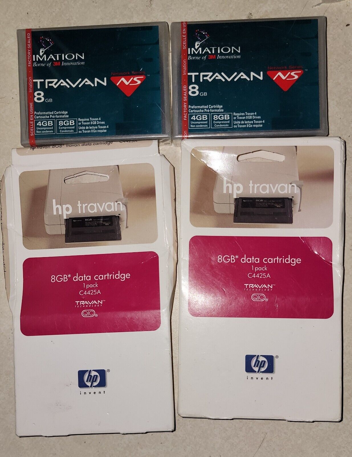 4-Pack! (2) C4425A, (2) Imation Travan TR-4 4 8GB Data Cartridges