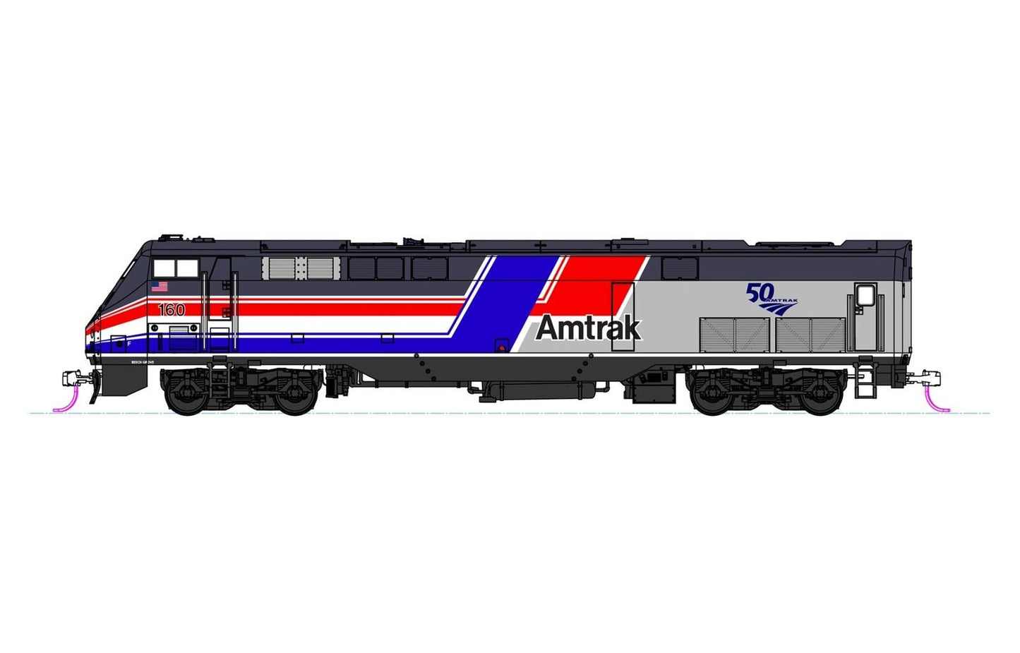 KATO 176-6038, N Scale GE P42, Std. DC, Amtrak Dash 8 Phase III 50th Anniv #160