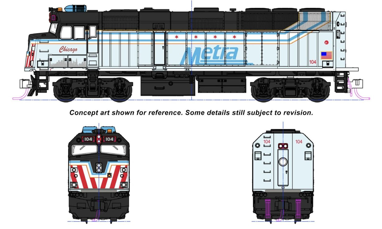 Kato 176-CHICAGO N EMD F40PH DC Silent Metra #104