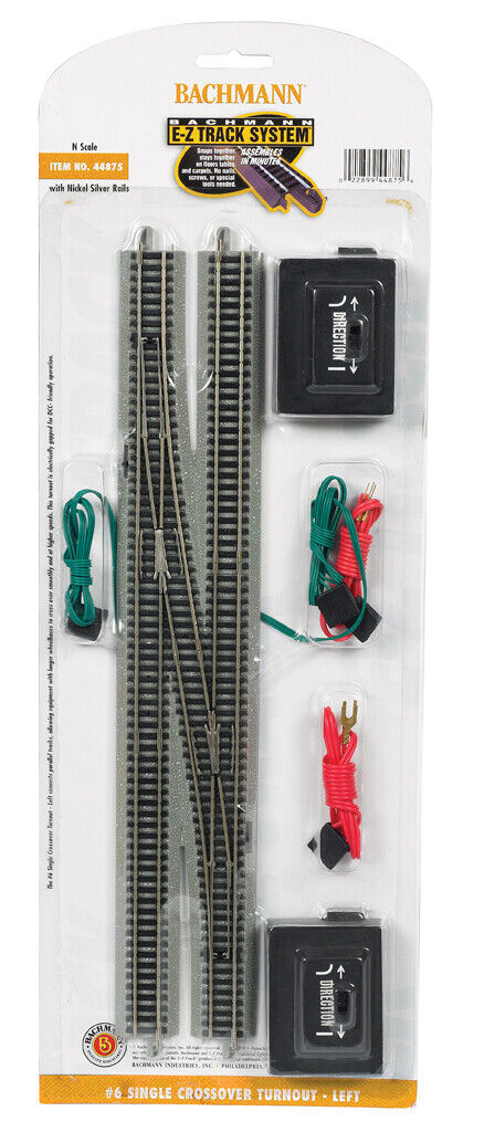 #6 SINGLE CROSSOVER TURNOUT - LEFT (N SCALE)