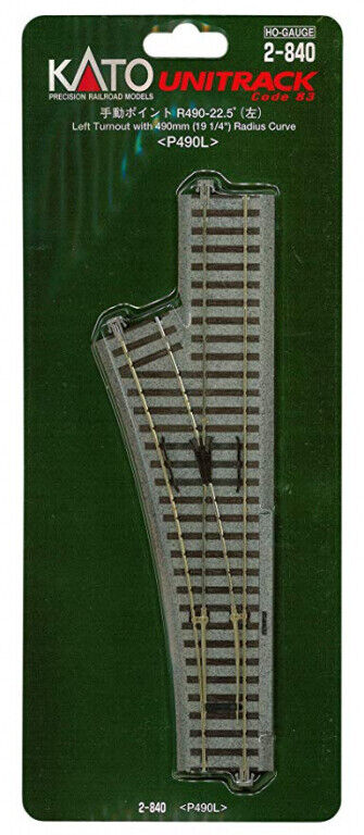 Kato #2-840 #4 246mm (9 3/4") Left Turnout with 490mm (19 1/4")Curve