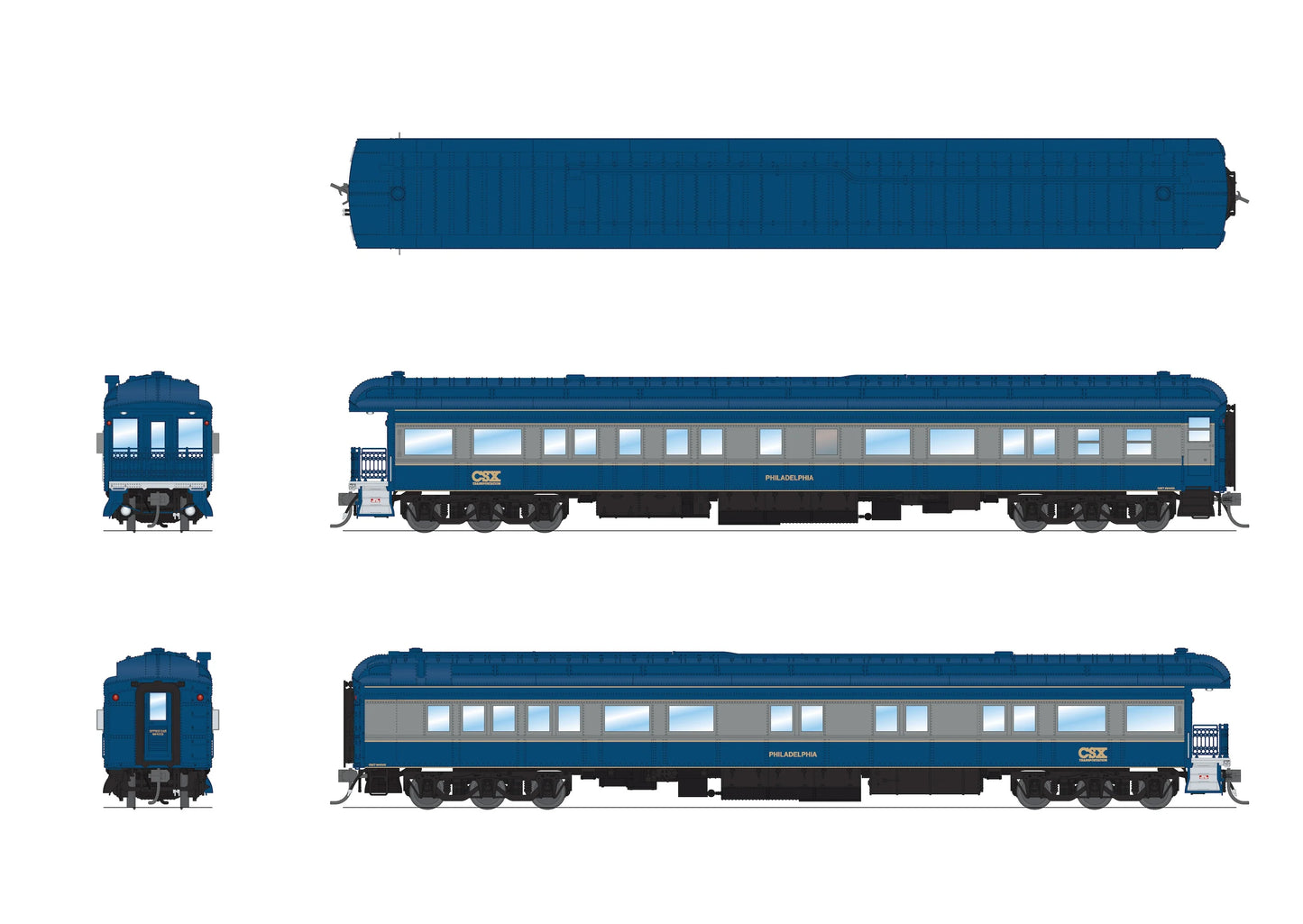 Broadway Limited BLI-8953, HO Heavyweight Business Car, CSX "Philadelphia"
