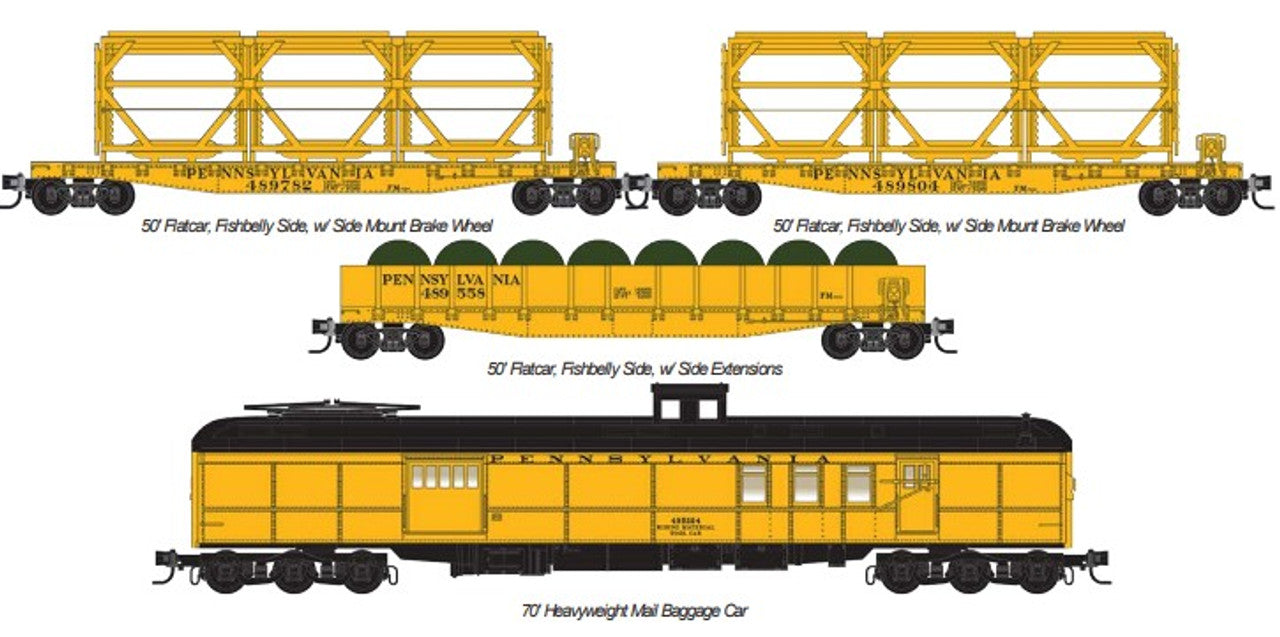 Micro-Trains Line 98302277 PRR MOW 4Pk 489782 489804 489558 495204 N