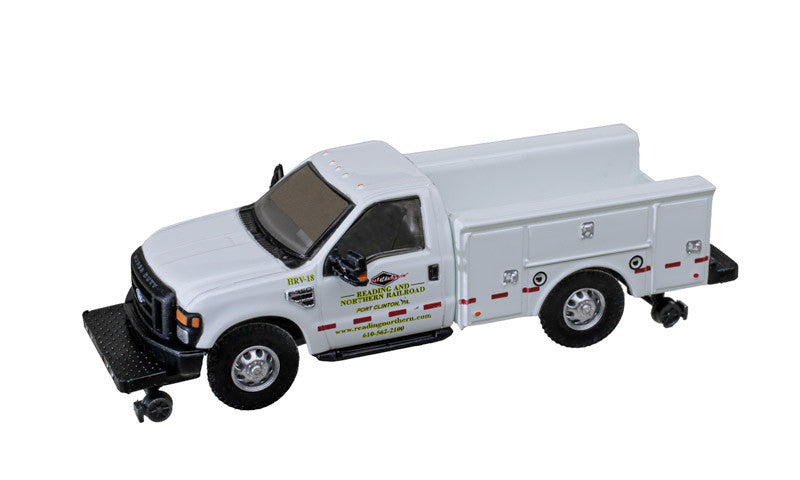 Atlas 30000171 - Ford F-350 Hi-Railer Pickup Truck Reading and Northern (White/Black/Yellow) - HO Scale