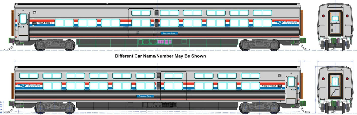 Kato 35-6222-1, HO Scale Amtrak Viewliner II Sleeper Phase III #62518 Susquehanna River w/Pre-Installed Interior Lights