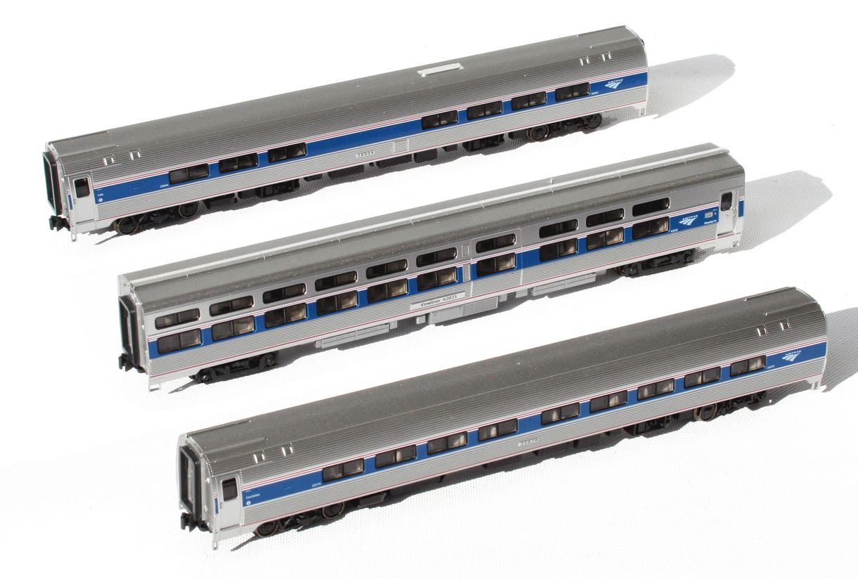 Kato 106-6286 N Scale Amtrak Amfleet Viewliner Intercity Express Phase VI 3 Car Add On Set