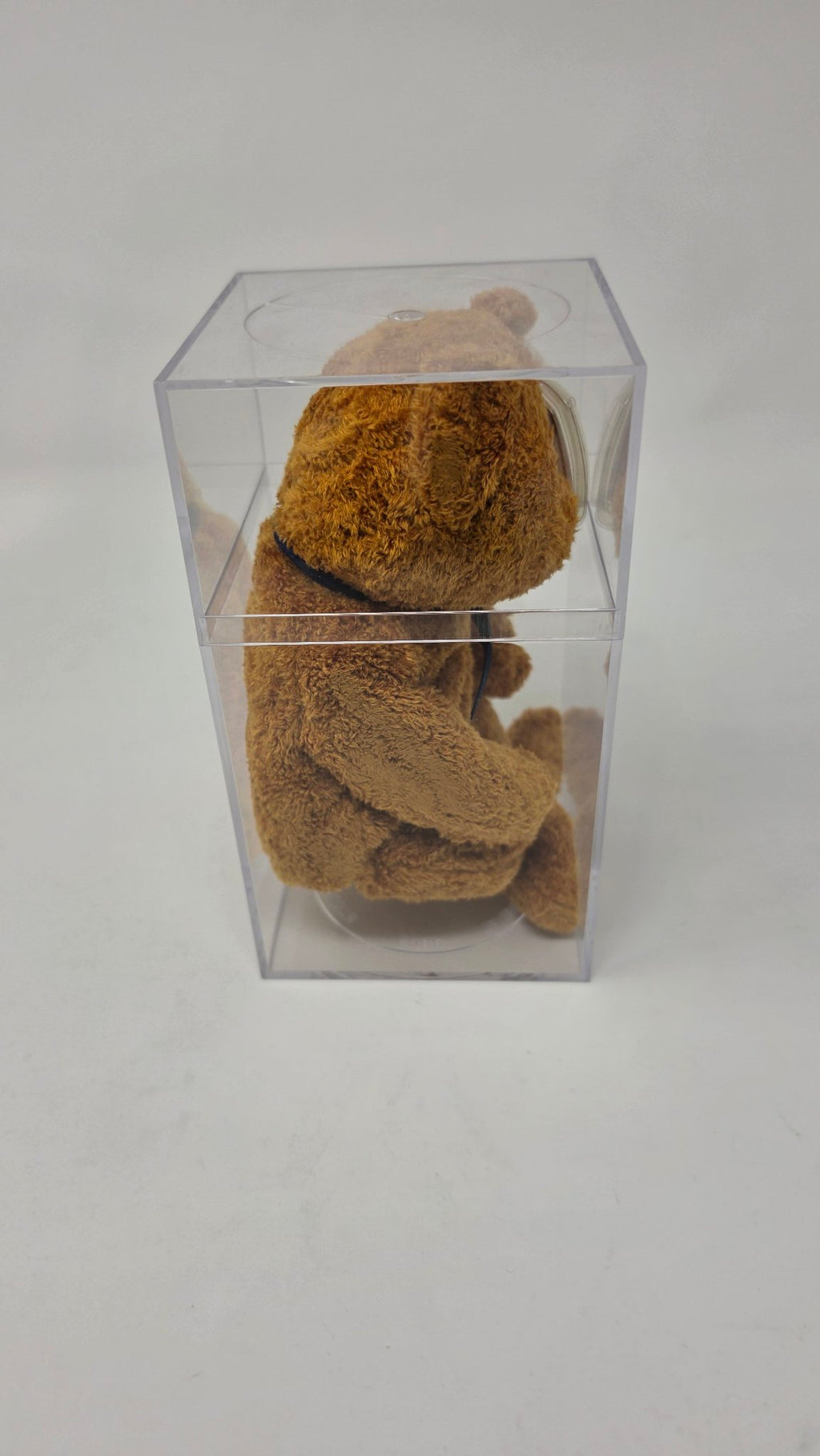 Ty Beanie Baby Fuzz — Brown Bear with Tags & Display Case