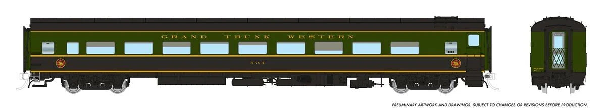 Rapido 100396 HO CC&F Lightweight Coach, Super Continental Line, Grand Trunk Western #4884