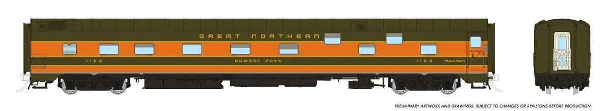 Rapido 101164 HO Duplex Sleeper: Great Northern: #1164 Logan Pass