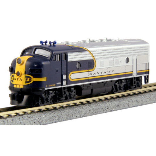 Kato 106-0051, N Scale EMD F7 Freight Starter Set, Includes Santa Fe ATSF Bluebonnet Locomotive, 3 Freight Cars, a Caboose, Unitrack Oval & Power Pack