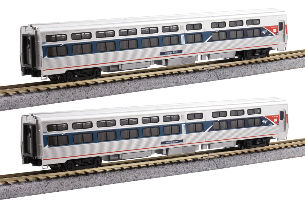 Kato 106-6296-1, N Scale Amtrak AMTK Viewliner I Sleeper 2 Car Set Phase VII w/Lighted Interiors