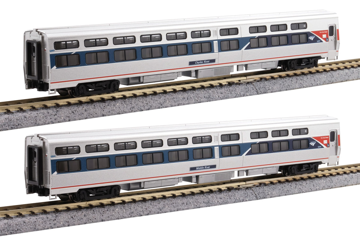 Kato 106-6296-1, N Scale Amtrak AMTK Viewliner I Sleeper 2 Car Set Phase VII w/Lighted Interiors