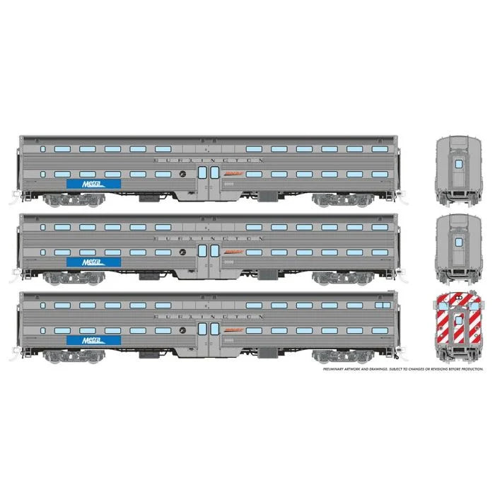 HO Gallery Commuter Car: Metra - Burlington: Set #2 (Cab: 801 Coaches: 762, 780)