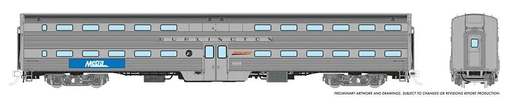 HO Gallery Commuter Car: Metra - Burlington: Set #2 (Cab: 801 Coaches: 762, 780)