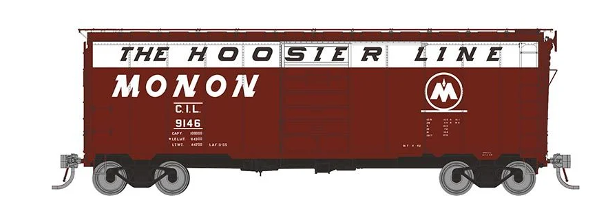 Rapido 181001 1937 AAR Boxcar w/ Square Corner Ends (6 Pk): Monon "The Hoosier Line"