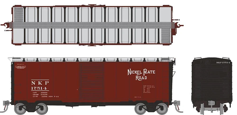 Rapido 181006A HO 1937 AAR 40ft Boxcar, Single Car, Nickel Plate Road