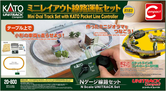Kato 20-800, N Scale Compact Mini Oval Unitrack Track Set With Pocket Line Controller