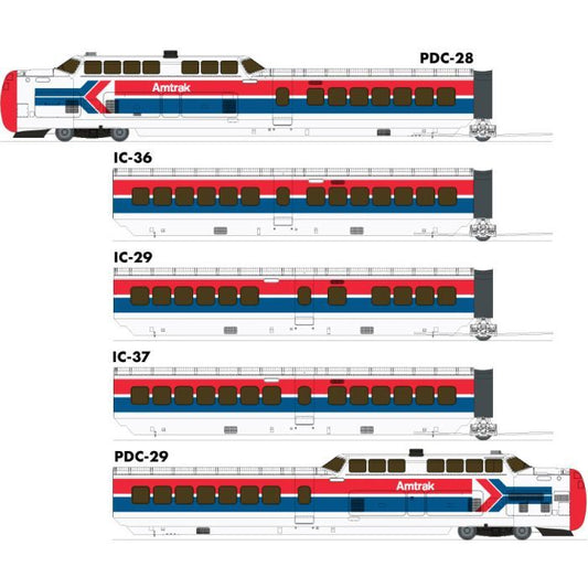 Rapido 203504 HO UAC TurboTrain Set, ESU LokSound, Late Amtrak