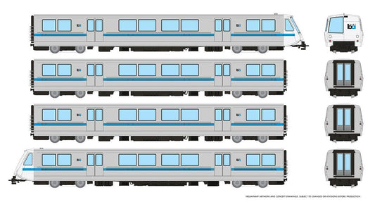 Rapido 204001 HO BART Legacy A-B-B-A Train-Only Set, Standard DC, Bay Area Rapid Transit