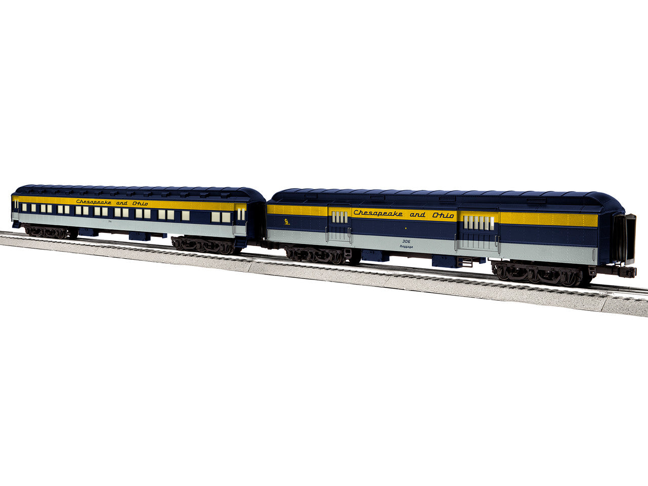 2327010 O Scale Lionel Chesapeake & Ohio 18" Passenger Car Pack A