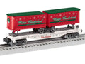 Lionel 2528680 O Winter Wonderland Christmas Flatcar with Piggyback Trailers christmas