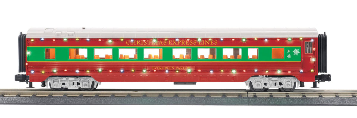 MTH 30-68308 O Christmas 60' Streamlined Coach Car with LED Lights