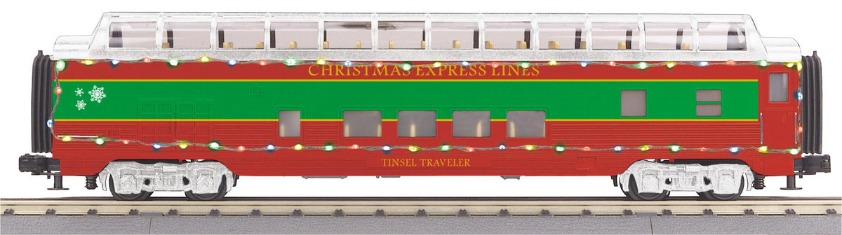 MTH 30-68309 O Christmas 60' Streamlined Vista Dome Car with LED Lights