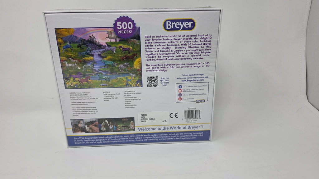 Breyer Unicorn 500-piece jigsaw puzzle box back