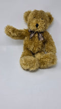 Sugar Loaf Plush Teddy Bear — Golden Shaggy Bear with Plaid Bow