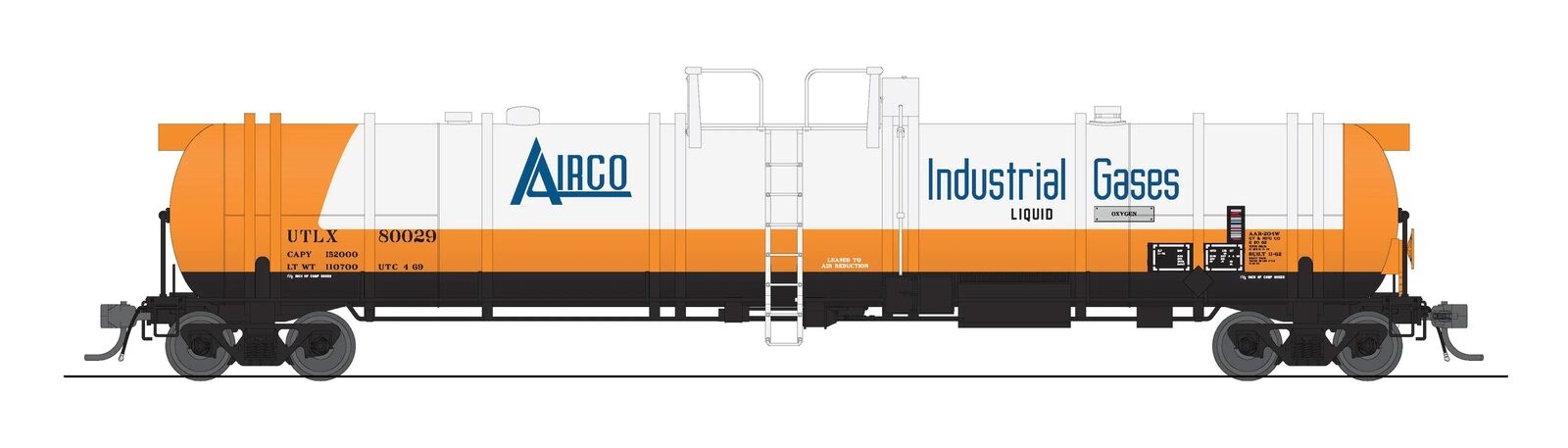 BLI 8039 CRYOGENIC TANK CAR, AIRCO, SINGLE CAR, HO 