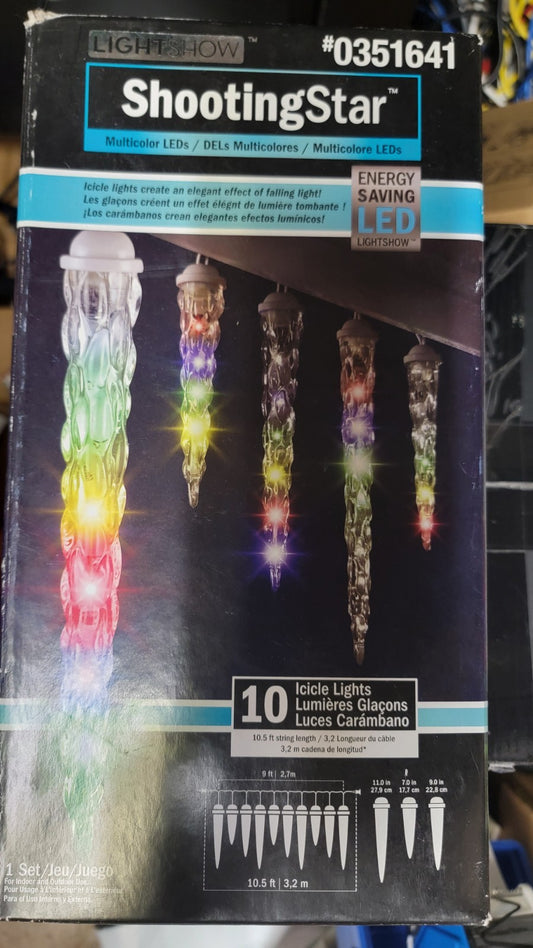 Gemmy Lightshow LED Falling Shooting Star Christmas Icicle Light - 10 Count