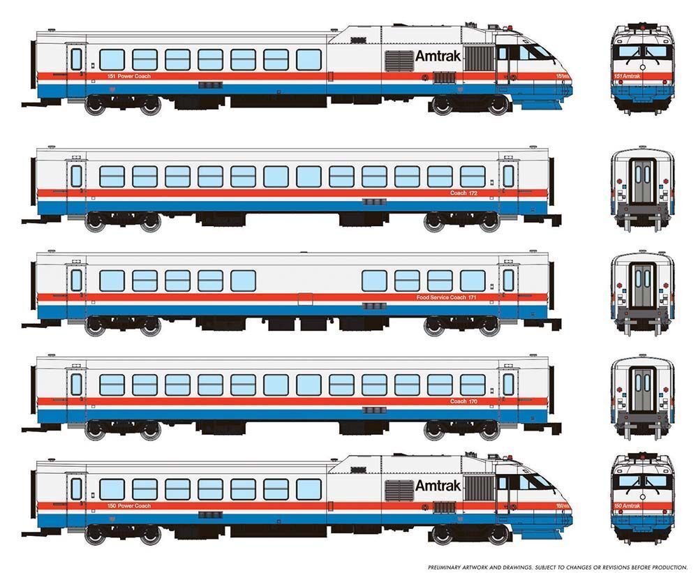 Rapido 525001 N Rohr Turboliner, Standard DC, Amtrak Set #1