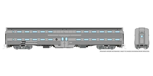 Rapido 145003, Budd Gallery Bi-Level Commuter Coach, BN Unnumbered Stainless