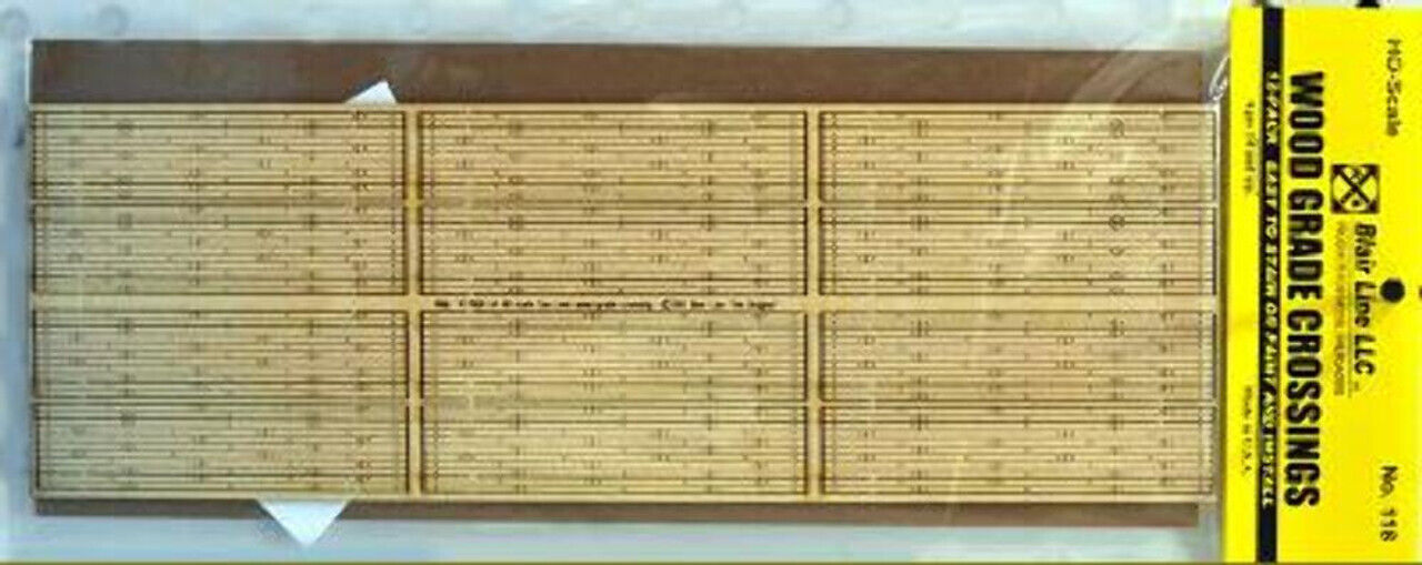 Blair Line LLC 118 HO Scale 3.56" 2-Lane Wood Grade Crossings (12)