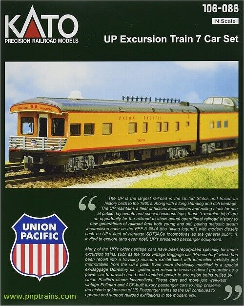 Kato Item #: 106-086 N Scale Union Pacific Excursion Train, 7-Car Set