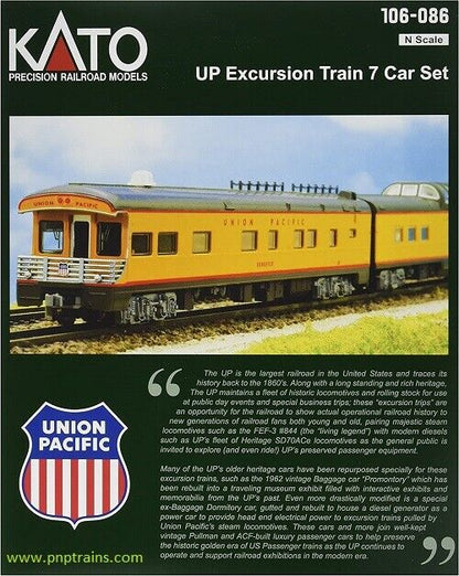 Kato Item #: 106-086 N Scale Union Pacific Excursion Train, 7-Car Set