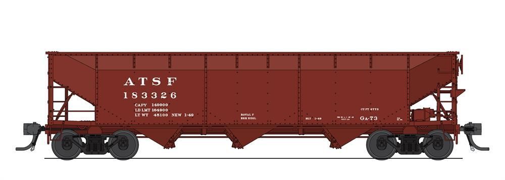 Broadway Limited 8101 HO AAR 70-Ton 3-Bay Hopper, Santa Fe #183340