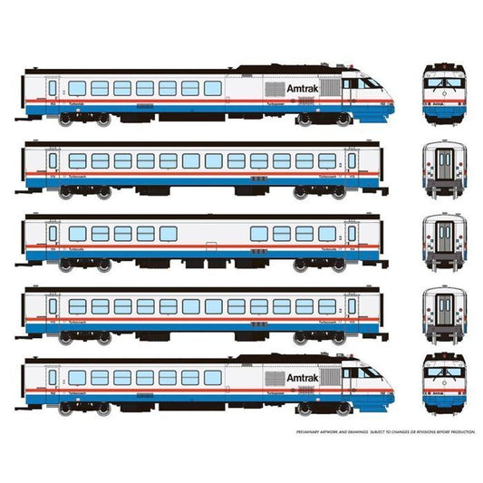 Rapido 525003 N Rohr Turboliner, Standard DC, Amtrak Set #2