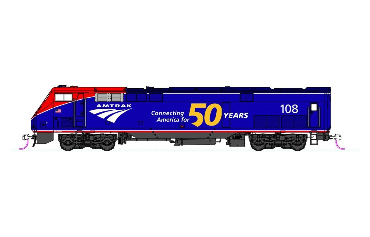 KATO 176-6037, N Scale GE P42, Std. DC, Amtrak Phase VI 50th Annive #108