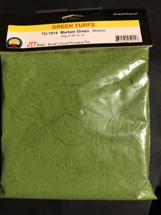 JTT Scenery 95014 Green Turfs TU1014 Martain Green Medium 30 Cu In Bag