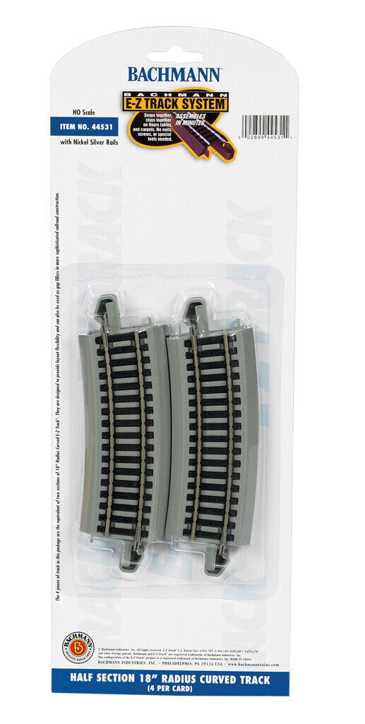 HALF-SECTION 18&quot; RADIUS CURVED (HO SCALE)