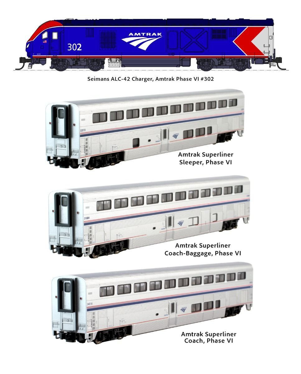Kato 10-1788 - ALC-42 &amp; Superliner Phase VI 4-Unit (AMTK) 302 - N Scale