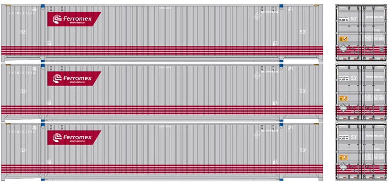 Atlas Master 20006668 HO 53ft Jindo Container 3-Pack, Ferromex, Set #2 Contemp
