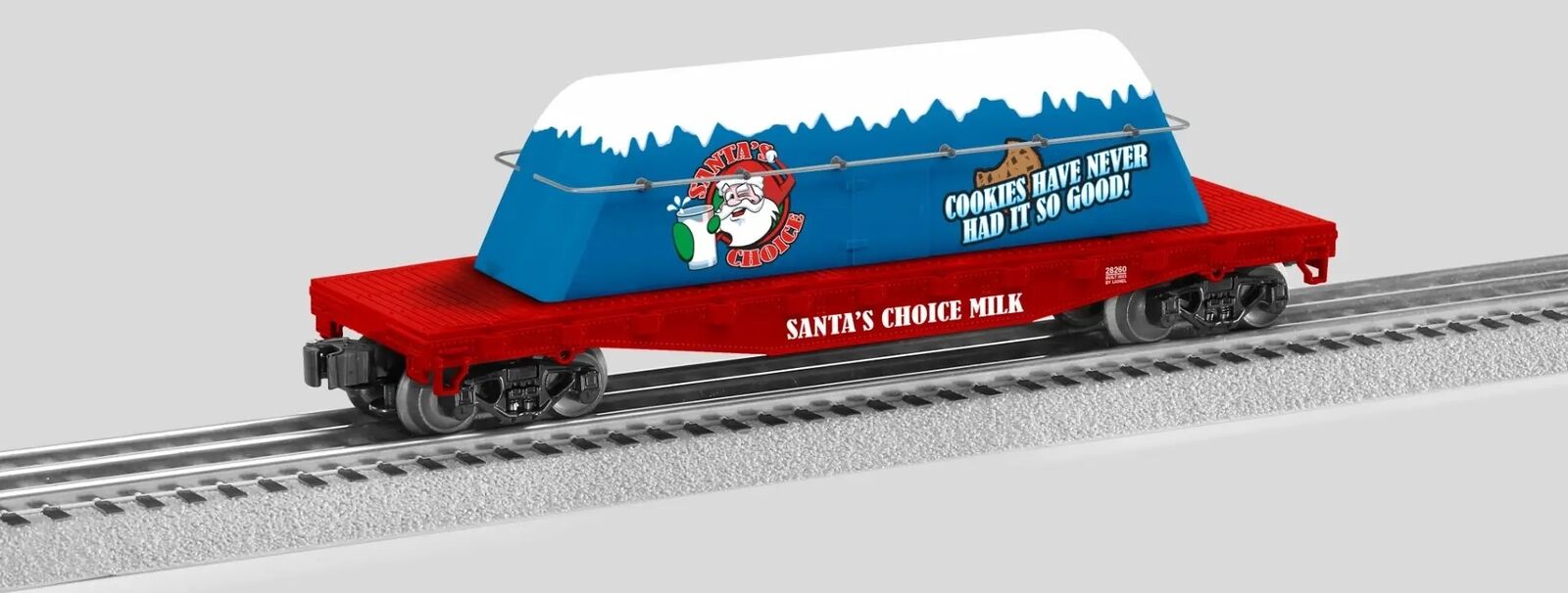 Lionel 2328260 O Santa's Choice Milk Carton Flatcar