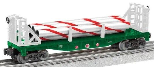 Lionel 2428090 O Peppermint Railroad Transport Bulkhead Flatcar