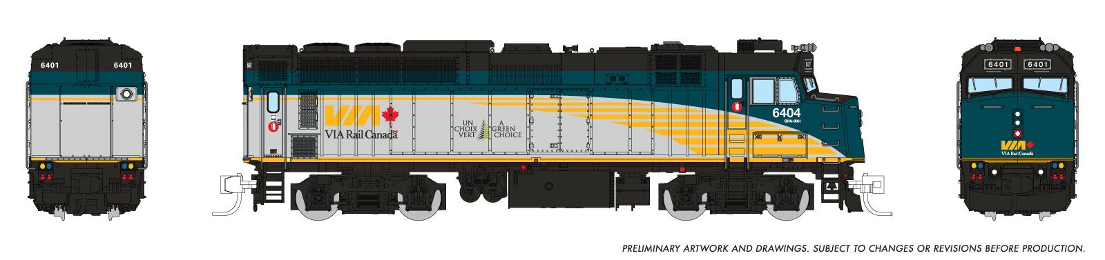 Rapido 582510 - N Scale Rebuilt F40PH-2D VIA Rail - Renaissance: #6409