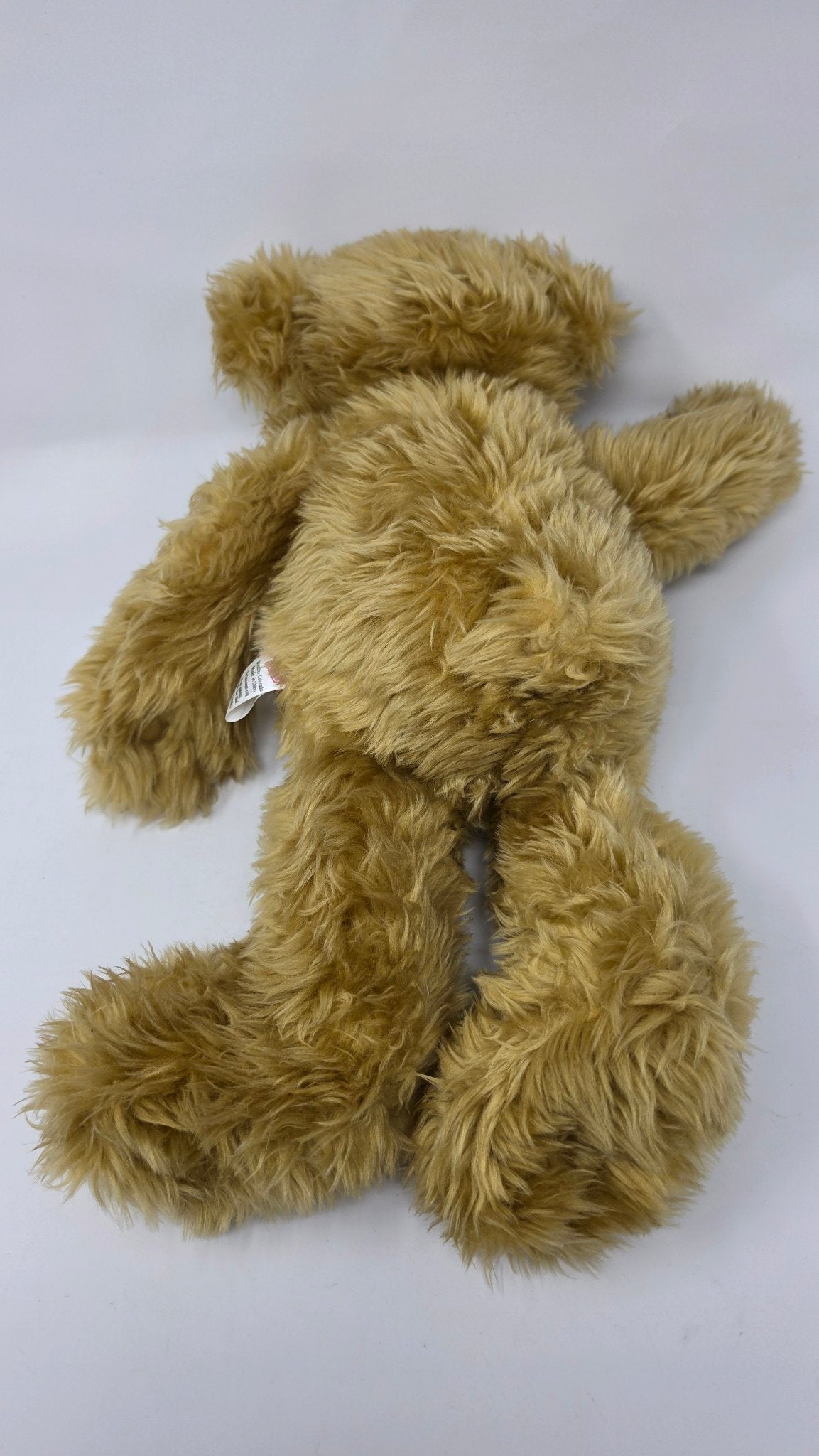 Sugar Loaf Plush Teddy Bear — Golden Shaggy Bear with Plaid Bow